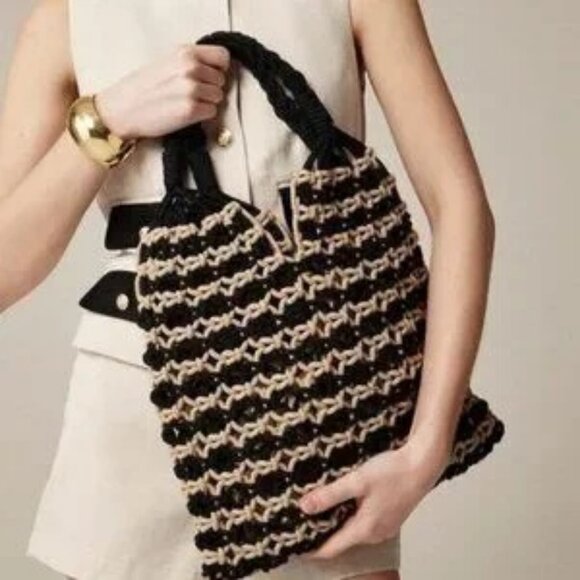 NWT J Crew Cadiz Hand-Knotted Rope Tote in Stripe - Picture 1 of 2